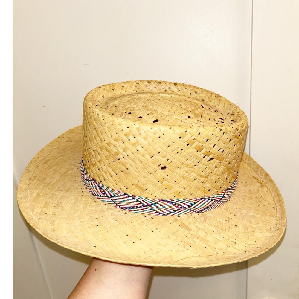BORSALINO Woven 3" Brim Straw Hat Multicolor Cotton Woven Band SZ: Medium - Picture 3 of 12